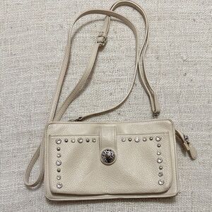 Brighton Cream Crossbody Bag with Silver Accents